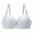 thumbnail image 1 of GEWSEY Women's Push Up Lace Bra Comfortable Padded Underwire Bra Plus Size Full Coverage Daily Bras Support Bralette (White, 32B), 1 of 4