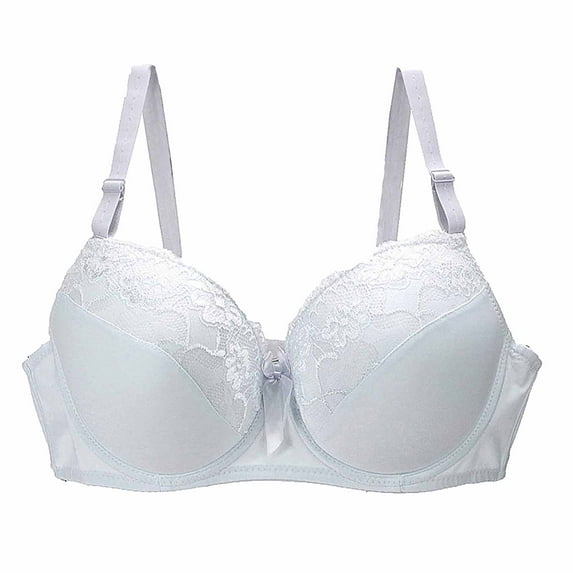 GEWSEY Women's Push Up Lace Bra Comfortable Padded Underwire Bra Plus Size Full Coverage Daily Bras Support Bralette (White, 34D)