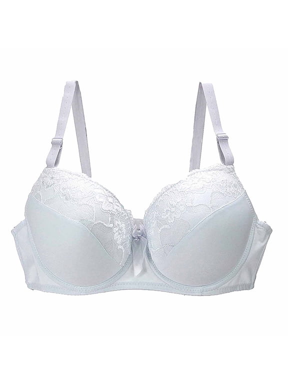 Women's Push Up Lace Bra Comfortable Padded Underwire Bra Plus Size Full Coverage Daily Bras Support Bralette (White, 36B)
