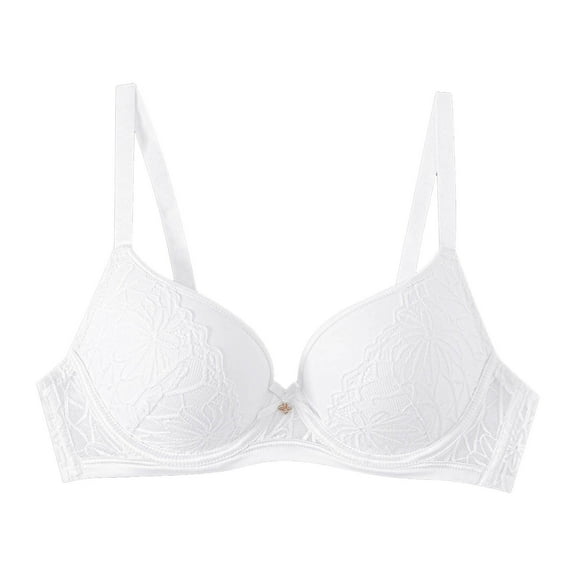 GEWSEY Women's Push Up Lace Bra Soft Underwire Plunge Full Coverage Sexy Support Bras (White, M)