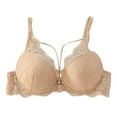 thumbnail image 1 of GEWSEY Women's Push Up Lace Bra Underwire Plunge Full Coverage Bras Sexy Plus Size Support (Beige, L), 1 of 8