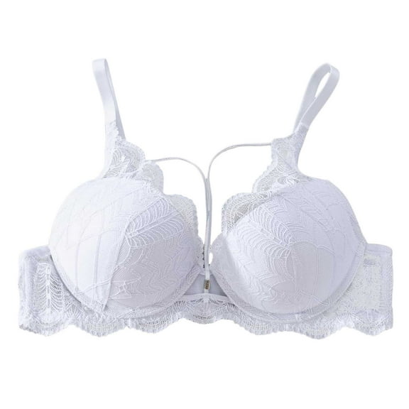 GEWSEY Women's Push Up Lace Bra Underwire Plunge Full Coverage Bras Sexy Plus Size Support (White, M)