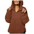 thumbnail image 1 of GEWSEY Women's Quilted Pullover Puffer Jacket Packable Hooded Oversize Winter Coat Tops (Brown, XL), 1 of 8