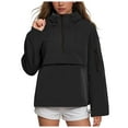 thumbnail image 1 of GEWSEY Women's Rain Jacket 1/4 Packable Lightweight Windbreaker Water-Resistant Pullover Jackets with Hood Hiking Travel (Black, S), 1 of 9
