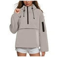 thumbnail image 1 of GEWSEY Women's Rain Jacket 1/4 Packable Lightweight Windbreaker Water-Resistant Pullover Jackets with Hood Hiking Travel (Grey, L), 1 of 9