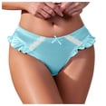 thumbnail image 1 of GEWSEY Women's Satin Silk Hipster Panties Low Rise Frilly Trim Underwear Cute Soft Stretch Briefs (Light Blue, L), 1 of 4