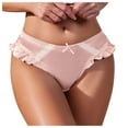 thumbnail image 1 of GEWSEY Women's Satin Silk Lace Hipster Panties Luxury Low Waist Cute Bikini Frilly Lace Trim Underwear (Pink, L), 1 of 4