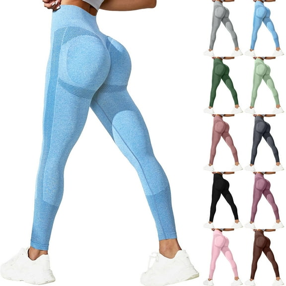 GEWSEY Women's Seamless Leggings High Waist Gym Running Vital Yoga Pants Butt Lift Workout Tights Tummy Control (Wine, M)