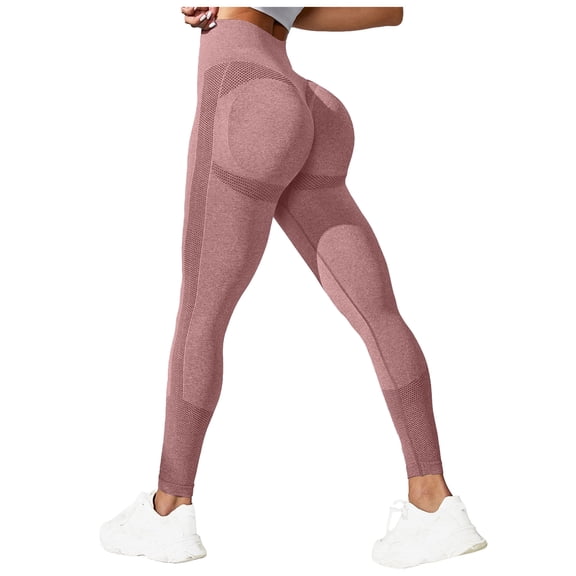 GEWSEY Women's Seamless Leggings High Waist Gym Running Vital Yoga Pants Butt Lift Workout Tights Tummy Control (Wine, S)
