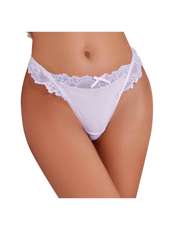 Women's Sexy Cheeky Silk Thong Panties Tangas Plus Size Underwear V String (Light Purple, L)