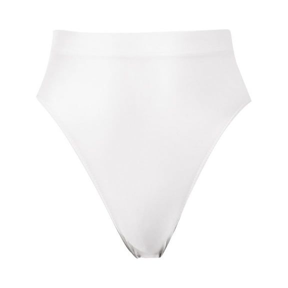GEWSEY Women's Sexy Oil Glossy Briefs See Through Sheer Thong Panties Seamless High Cut Underwear Shiny Rave Dance Bottoms (White, XXL)