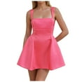 thumbnail image 1 of GEWSEY Women's Sexy Sleeveless Square Neck Adjustable Straps Bow Tie A-line Mini Party Club Dress Hot Pink, M, 1 of 7