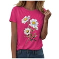 thumbnail image 1 of GEWSEY Women's Short Sleeve Crew Neck Sunflower Graphic Printed Summer Tee Vintage T Shirt Cotton Tops Novelty Cool Shirt (Hot Pink, XL), 1 of 6
