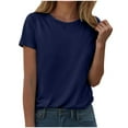thumbnail image 1 of GEWSEY Women's Short Sleeve Round Neck T Shirt Front Twist Tunic Tops Casual Loose Fitted (Navy, M), 1 of 5
