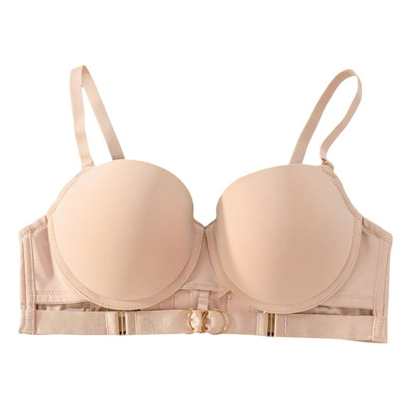 GEWSEY Women's Strapless Underwire Bra Push Up Comfort Multiway Bras with Straps (Beige, L)