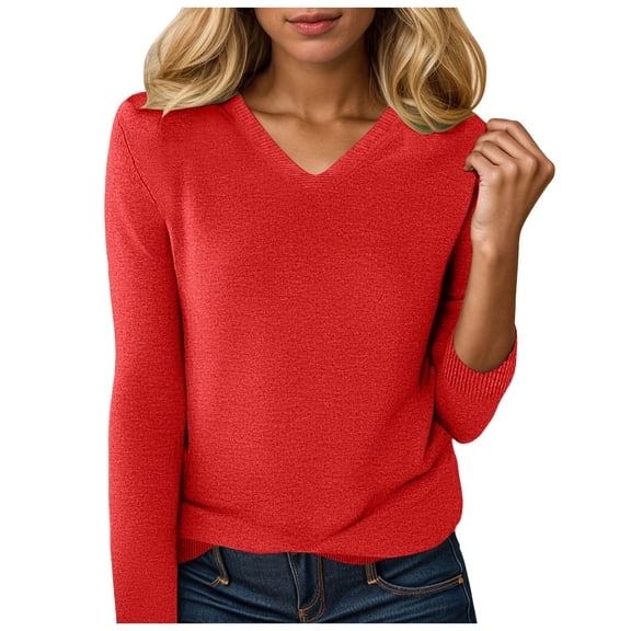 GEWSEY Women's Striped Oversized Sweaters Vacation Drop Shoulder Pullover Knit Tops (Red, S)