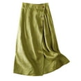 thumbnail image 1 of GEWSEY Women's Summer Linen Elastic Back Buttoned Swing Midi A Line Skirt (Green, L), 1 of 8