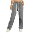 thumbnail image 1 of GEWSEY Women's Sweatpants Straight Leg High Waist Casual Drawstring Sweat Pants Workout Athletic Joggers with Pockets Grey, 3XL, 1 of 7