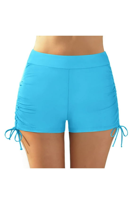 Women's Swim Shorts High Waisted Bathing Suit Bottoms Swimsuit Boy Shorts Swimwear Bikini Board Shorts Light Blue, XL