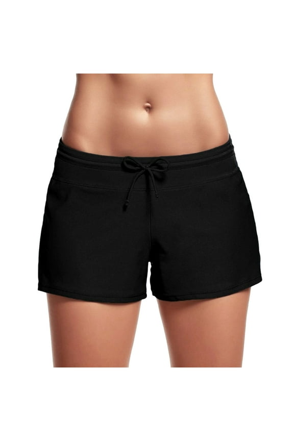 Women's Swim Shorts High Waisted Bathing Suit Bottoms Swimsuit Tankini Boy Shorts with Liner Black, XXL