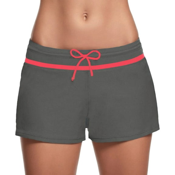 GEWSEY Women's Swim Shorts High Waisted Bathing Suit Bottoms Swimsuit Tankini Boy Shorts with Liner Grey, L