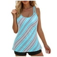 thumbnail image 1 of GEWSEY Women's Swimsuit Tankini Set Modest Tummy Control Bathing Suits Two Piece Swim Suit with High Waisted Short (Blue, S), 1 of 8