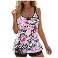 thumbnail image 1 of GEWSEY Women's Swimsuit Tankini Set Modest Tummy Control Bathing Suits Two Piece Swim Suit with High Waisted Short (Pink, 6XL), 1 of 8