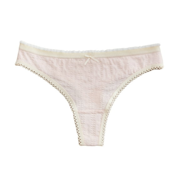 GEWSEY Women's Triple Twist Mesh G Thong Bowknot Panties (Pink, L)