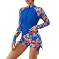 thumbnail image 1 of GEWSEY Womens Long Sleeve Rashguard UPF 50+ Two Piece Swimsuit with Bottom Bulid in Bra Sun Protection Zipper Bathing Suits (Blue, S), 1 of 8