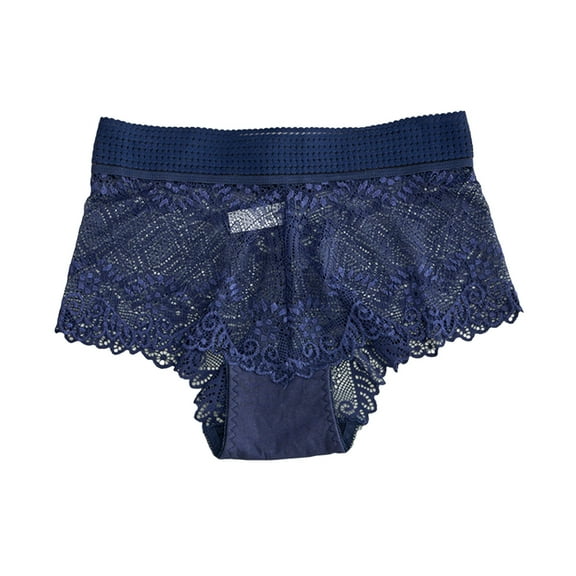 GEWSEY Women's Underwear Lace Hipster Ultra Breathable Sexy Bikini Panties for Women (Navy, XL)