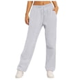thumbnail image 1 of GEWSEY Women's Wide Leg Sweatpants Fleece Lined Baggy Straight Leg Lounge Pants Fall Outfits Athletic Joggers with Pockets (Grey, XXL), 1 of 7