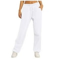 thumbnail image 1 of GEWSEY Women's Wide Leg Sweatpants Fleece Lined Baggy Straight Leg Lounge Pants Fall Outfits Athletic Joggers with Pockets (White, L), 1 of 7