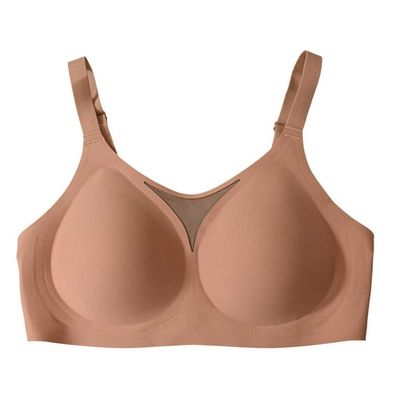 GEWSEY Women's Wireless Push Up Bra Wirefree Comfort Smooth T-Shirt Bras No Underwire Seamless Everyday Bralettes (Brown, L)