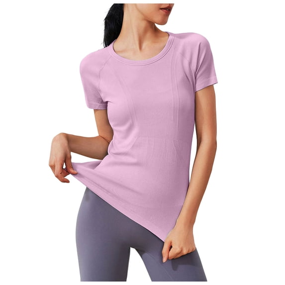 GEWSEY Women's Workout Tops Long Sleeve Shirts Yoga Sports Breathable Gym Athletic Top Slim Fit (Pink, XL)