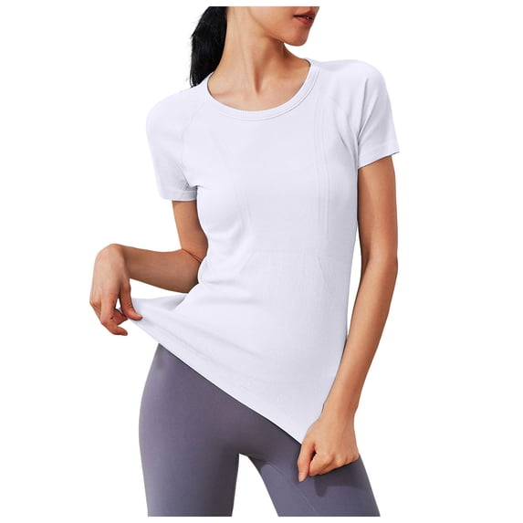 GEWSEY Women's Workout Tops Long Sleeve Shirts Yoga Sports Breathable Gym Athletic Top Slim Fit (White, S)