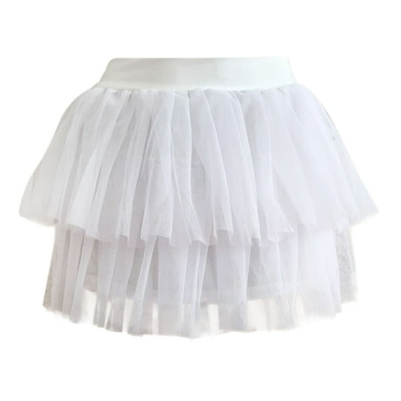 GEWSEY Women's Y2k Elastic Waist Lace Mesh Layered Ruffled Mini Skirt Skort White, One Size