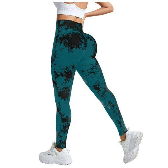 GEWSEY Women's Yoga Leggings - High Waist Soft Solid Stretch High Waist Legging Pants (Dark Green, M)