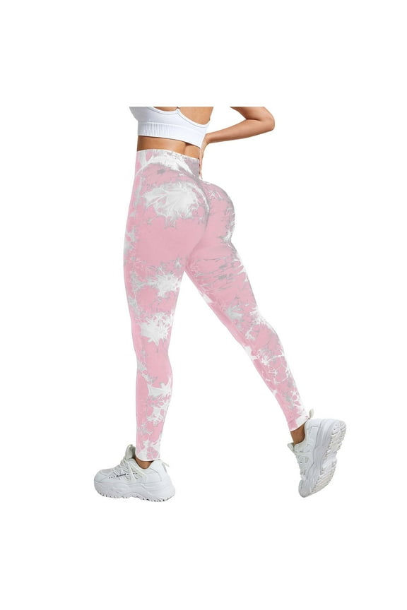 Women's Yoga Leggings - High Waist Soft Solid Stretch High Waist Legging Pants (Pink, M)
