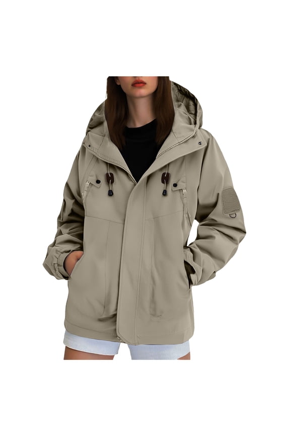Women's and Men's Waterproof Ski Jacket Warm Winter Snow Coat Mountain Windbreaker Hooded Raincoat Jacket (Khaki, XXL)