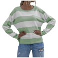 thumbnail image 1 of GEWSEY Womens 2025 Fall Striped Sweaters Long Sleeve Crew Neck Shirts Ribbed Knit Color Block Lightweight Pullover Sweater Top (Green, S), 1 of 8