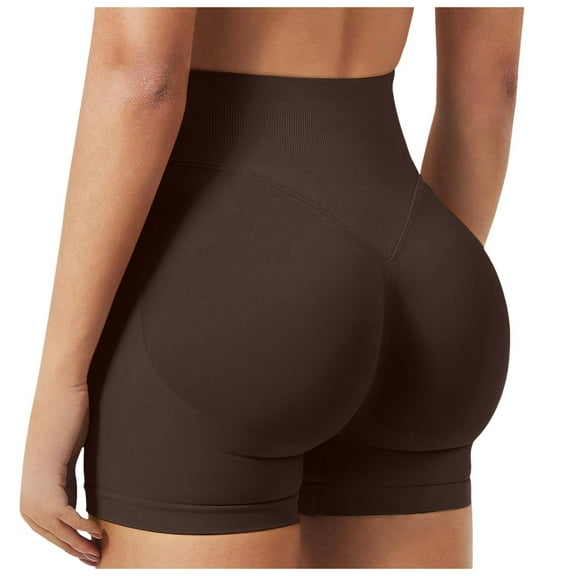 GEWSEY Womens 3" Swim Board Shorts High Waisted Bathing Suit Bottoms Boy Shorts Adjustable Ruched Side Bikini Shorts S-XXL Brown, L