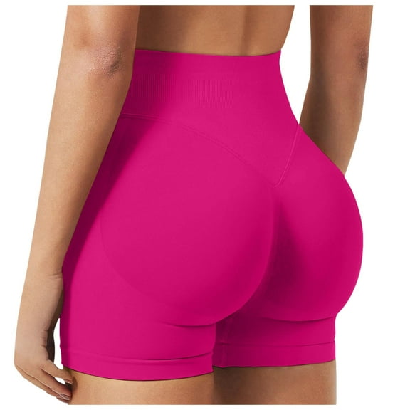 GEWSEY Womens 3" Swim Board Shorts High Waisted Bathing Suit Bottoms Boy Shorts Adjustable Ruched Side Bikini Shorts S-XXL Hot Pink, L