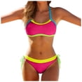 thumbnail image 1 of GEWSEY Womens Bikini Sets Color Block Swimsuits Supportive Wide Strap Two Piece Bathing Suit 2026 (Hot Pink, XL), 1 of 8