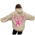 thumbnail image 1 of GEWSEY Womens Cancer Awareness Hoodies Ribbon Graphic Fall Winter Fleece Oversized Sweatshirt With Pocket (Beige, S), 1 of 5