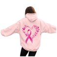 thumbnail image 1 of GEWSEY Womens Cancer Awareness Hoodies Ribbon Graphic Fall Winter Fleece Oversized Sweatshirt With Pocket (Pink, XXL), 1 of 5