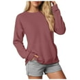 thumbnail image 1 of GEWSEY Womens Casual Crewneck Sweatshirts Long Sleeve Cute Tunic Tops Loose Fitting Pullovers (Brick Red, L), 1 of 9