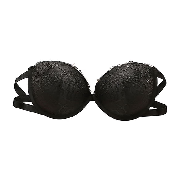 GEWSEY Womens Comfort Bra Lace Embroidery Full-Coverage Push-Up Bralette Light Shapewear Bras for Everyday Wear (Black, 26B)
