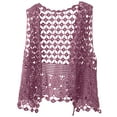 thumbnail image 1 of GEWSEY Womens Crochet Cardigan Boho Solid Color Knitted Vest Hollow Out Summer Open Front Sleeveless Kimonos Cardigan (Purple, One Size), 1 of 4
