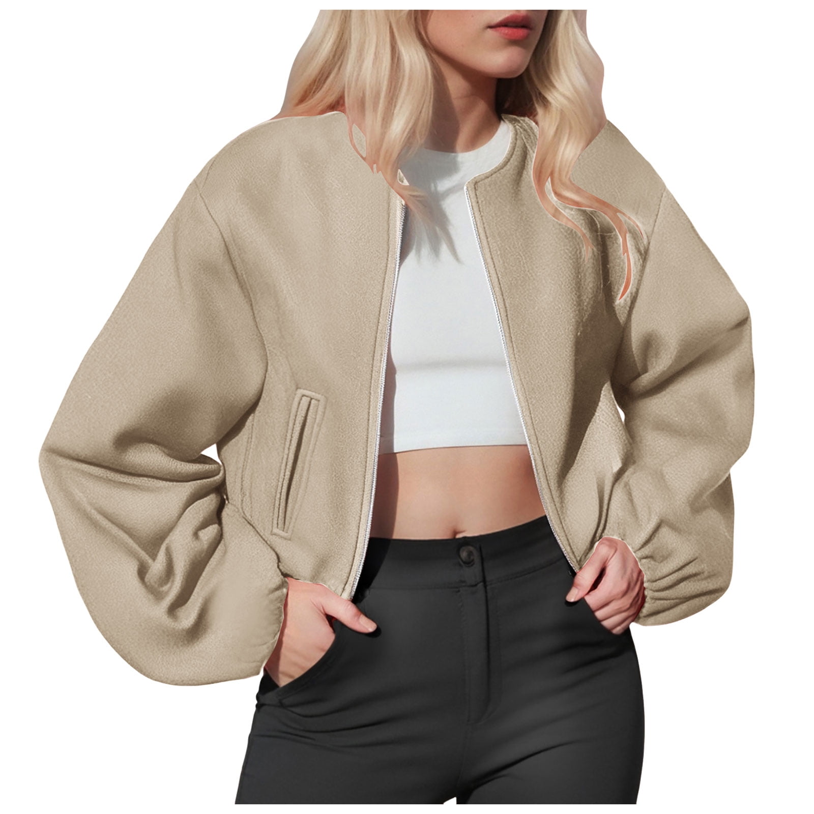 ジャケット・アウター BULKY SLEEVE CROPPED JACKET GEWSEY-Womens-Cropped-Bomber-
