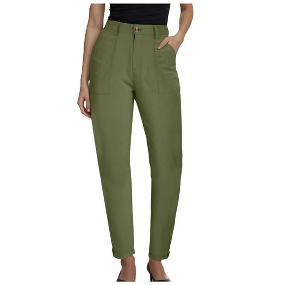 GEWSEY Womens Dress Pants Business Casual 2025 Trendy High Waisted Ankle Length Dressy Trousers Slacks Work Clothes (Army Green, M)